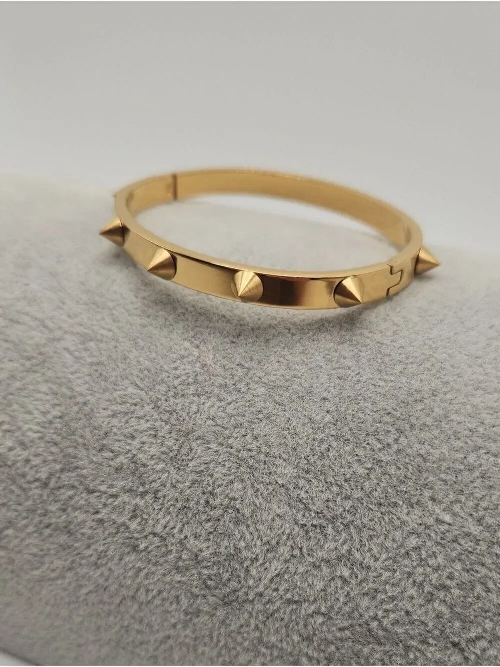 18k Gold Plated Stainless Steel Spike Studded Bangle Bracelet Minimalist Jewelry